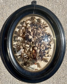 Victorian French Hair Memorial in Domed Glass Frame, circa 1860-70
