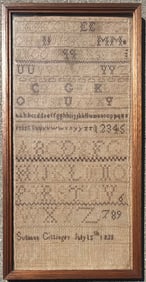 19th c. Needlework Sampler by "Susanna Cittinger July 15th 1823"