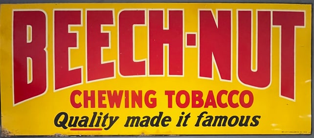 Original Vintage BEECH-NUT CHEWING TOBACCO" Advertising Sign