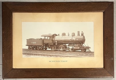 Framed Schenectady Locomotive Photograph, NYC & HRRR NO. 798", Heavy Oak Frame