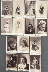 Lot of 14 Victorian Cabinet Cards, Theater Actors & Actresses, Mora Studio NYC, circa 1880's