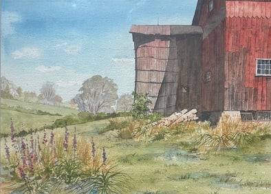 Walter Cudnohufsky (Ashfield, Ma. Artist) Framed Watercolor Landscape with Barn