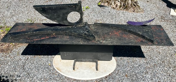 Monumental Abstract Geometric Modernist Steel Sculpture by John Stritch