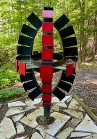 "Axis of Rhythm" Industrial Aesthetic Modernist Welded Steel Sculpture, Dynamic Visual