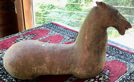 Early Chinese Cast Iron Tomb Horse Fragment, Funeral Horse Effigy
