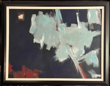 Monumental John Stritch (20th Century) Abstract Expressionist Oil On Canvas Painting, Framed