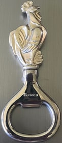 Vintage Figural Sterling Silver Rooster Handle Bottle Opener, stainless opener