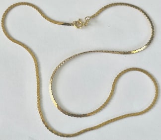 14K Yellow Gold Necklace, 18" long, Stamped Italy .585 (14K) , 5.37 grams