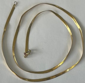 14K Yellow Gold Necklace, 16" Long, Stamped 14K, 2.32 grams