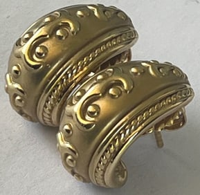 Pair 14K Yellow Gold Celestial Half Moon Earrings with posts, 5.69 grams