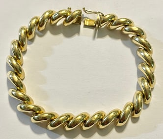 Heavy 14K Solid Yellow Gold Linked Bracelet, 17.52 Grams, 8 1/4" long