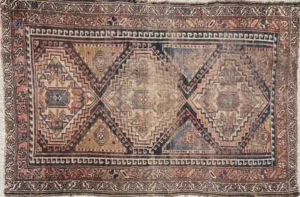 Antique Hand Knotted Wool Caucasian Kazak rug, Circa 1880-1920