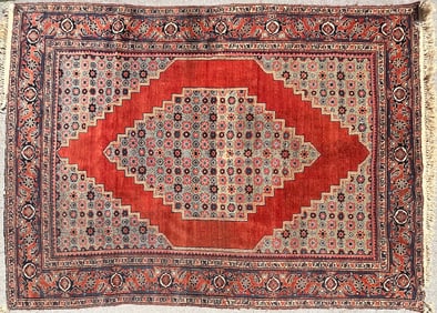 Fine Mid-20th C. Persian Kashan Hand-Knotted Wool Carpet