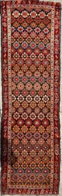 Antique Hand Knotted Wool Caucasian Shirvan Runner Rug, C. 1920