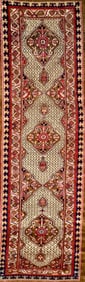 Antique Hand-Knotted Wool Caucasian Kuba Runner Rug, C. 1920