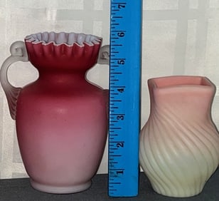 Lot of 2 Pieces of Mt. Washington / Peach Blow Victorian Art Glass