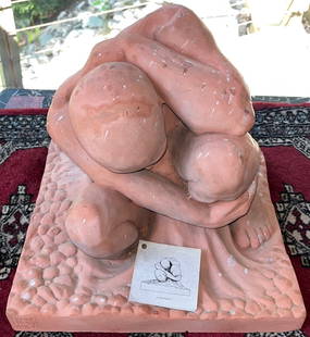 Frank Lloyd Wright Collection "THE BOULDER" Heavy Cast Plaster Sculpture: Frank Lloyd Wright Collection "THE BOULDER" Heavy Cast Plaster, terra cotta colored Sculpture by Nichols Bros. Stoneworks Ltd, Authorized by the Frank Lloyd Wright Foundation, Taliesin West, Scottsdal