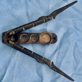 18th C. Cast Bronze Multi-Cavity Button Mold Tool, Colonial Era