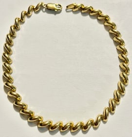 Italian 18K Yellow Gold 8" Bracelet, 4.4 grams, stamped Italy 18K