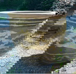 Large Vintage Chinese Glazed Terracotta Dragon Jar Planter, Hand Decorated