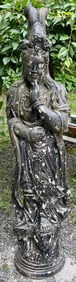 Life Size Cast Concrete Garden Statue of Guanyin (Goddess of Mercy), Mid-20th C.