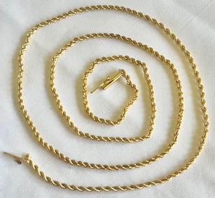 14K YELLOW GOLD 20" ROPE CHAIN / NECKLACE, 5.78 G