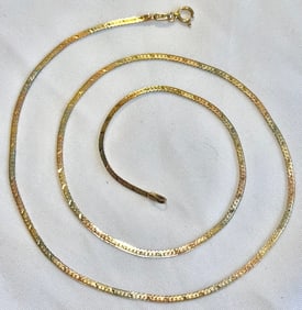 14K TRI-GOLD 18" NECKLACE, 3.33 G, STAMPED ITALY AND 14K