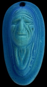 Van Briggle Pottery “Spirit Face" Hanging Plaque – Blue Matte Glaze, Colorado Springs
