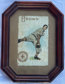 Antique Brown University Baseball Silk, Framed