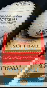 Vintage 1940s–50s Spalding No. 1222X “Official Duro-Seam" 12" Softball w/ Original Box