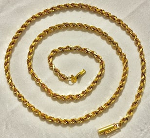 14K YELLOW GOLD 18" ROPE CHAIN / NECKLACE, 13.54 G