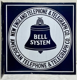 Bell System Double-Sided Porcelain Flange Sign – New England & American Telephone & Telegraph Co.
