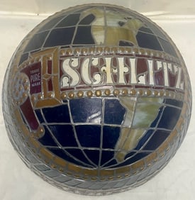 Vintage Schlitz “Tiffany Style Globe" Hanging Lamp, Ceiling Fixture  — 21" Diameter