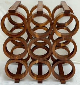 Mid-Century Modern Kustom Kraft Walnut 12-Bottle Wine Rack