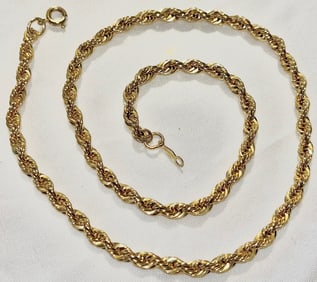 14K YELLOW GOLD 16 1/2" ROPE CHAIN / NECKLACE, 16.18 G