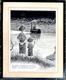 H.T. Webster Original Pen & Ink Cartoon Drawing, “The First Glimpse of Genuine Glory" 1936