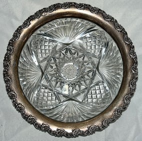 Antique American Brilliant Cut Glass Bowl with Heavy Sterling Silver Rim – Gorham S3108