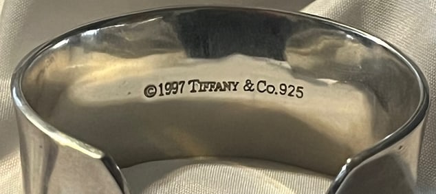 Tiffany & Co. 1837 Collection Wide Sterling Silver Cuff Bracelet, 65.93 grams, 1997, Marked 925