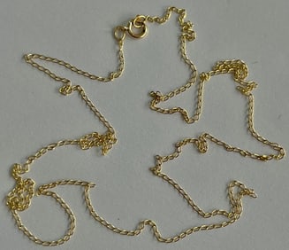 14K Solid Gold Lightweight Cable Chain Necklace, 0.40 grams