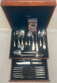 Gorham Sterling Silver Flatware Service, 74 Pieces, Monogrammed, 54.45 ozt Weighable