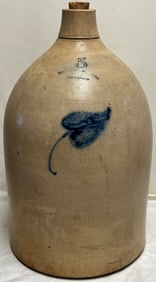 19th C. Blue Decorated Saltglaze Stoneware 5 Gallon Jug, SEYMOUR & BOSWORTH HARTFORD (CT)