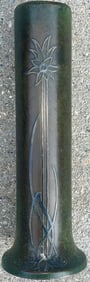 Heintz Art Metal Shop “Sterling on Bronze" Art Nouveau Vase, Model 3736B – 9" Tall