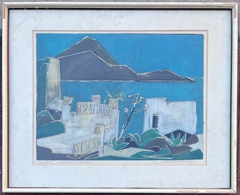 1962 “Südliche Küste (Karvikas)" Signed Linocut/Monotype, Numbered 10/80, European Coastal