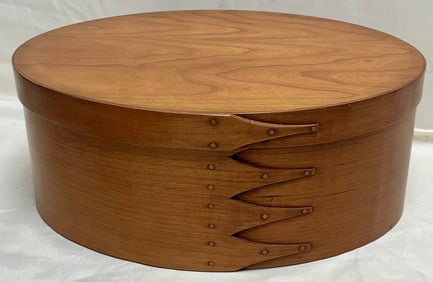Large Cherry Shaker Oval Pantry Box w/ Lid, The Shaker Shop Sturbridge MA, Brother Roger, Dated 1989