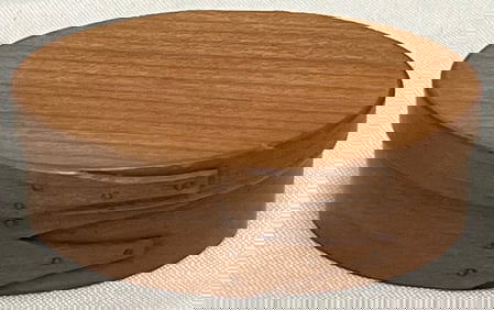 Cherry Shaker Oval Pantry Box w/ Lid, The Shaker Shop Sturbridge MA, Brother Roger, Dated 1989