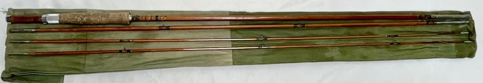 Vintage Montague “Sunbeam" Split Bamboo Fly Rod w/ Extra Tip Sections & Cloth Bag, c.