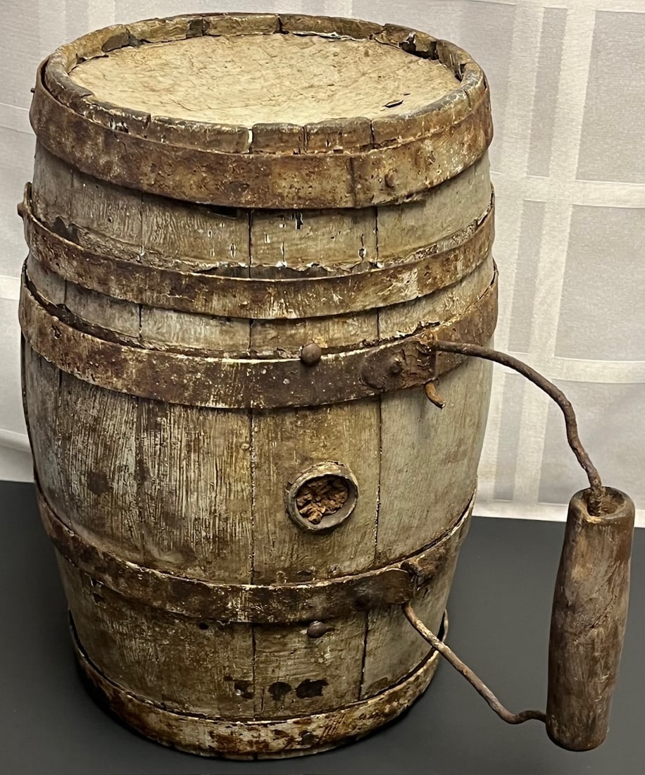 Antique Wooden Canteen / Small Barrel Keg with Iron Carry Handles – 19th Century Primitive Cask (1 of 13)