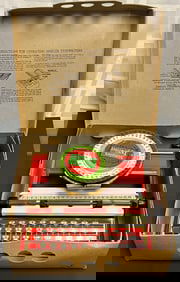 Vintage Simplex Practical Toy Typewriter No. 200 w/ Original Box & Ink Bottle, Tin Litho, c.