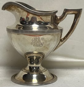 Elegant Antique Sterling Silver Pedestal Creamer w/ Monogram, 200.86 Grams, c. Early 20th Century