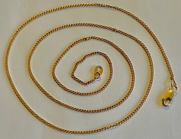 Vintage 14K Solid Gold Curb Chain Necklace, 18" long, 2.66 grams, Lobster Clasp